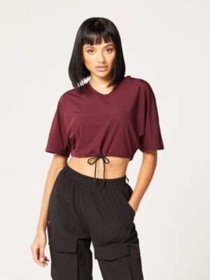 SQUATWOLF Dámske tričko Code Crop V Neck Red  S