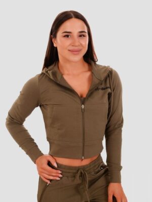 GymBeam Dámska mikina Zip-up TRN olive  SS