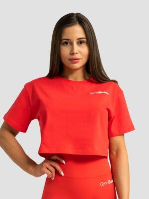 GymBeam Dámske tričko Cropped Limitless Hot Red  XLXL