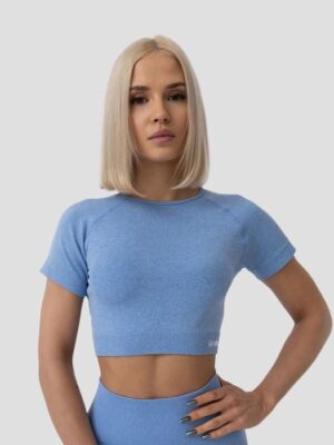 GymBeam Dámske tričko FLO Crop-Top Blue  SS