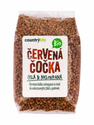 Country Life BIO Šošovica červená celá nelúpaná 20 x 500 g