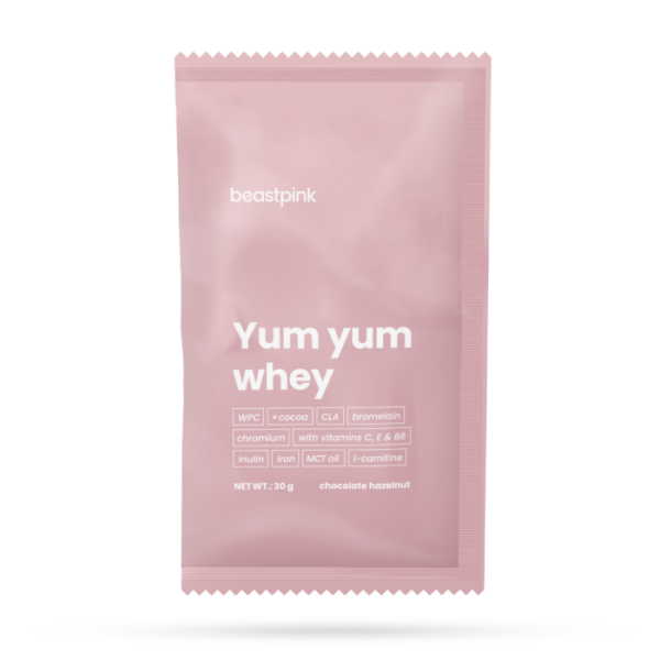 BeastPink Vzorka Yum Yum Whey 400 x 30g karamelová sušienka