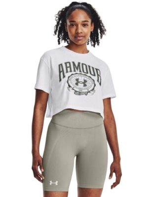 Under Armour Tričko UA Collegiate Crest Crop SS White  MM