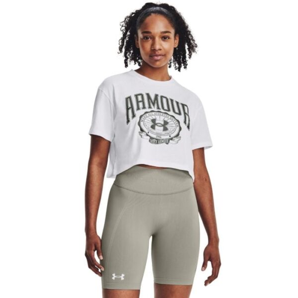 Under Armour Tričko UA Collegiate Crest Crop SS White  MM