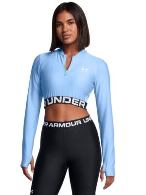 Under Armour Dámsky top HeatGear Rib 1/4 Zip LS Blue  SS