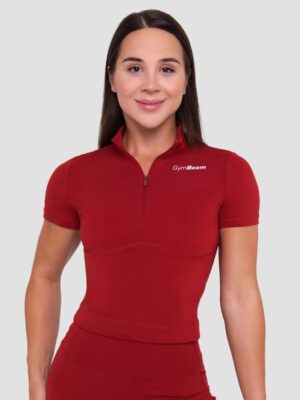 GymBeam Dámske tričko Cropped Ignite Dark Red  XSXS