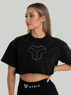 STRIX Dámske tričko CropTop Washed Black  XSXS