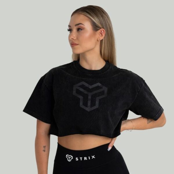 STRIX Dámske tričko CropTop Washed Black  XSXS