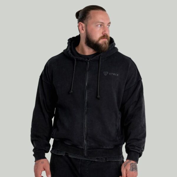 STRIX Mikina Zip Washed Black  XXXL